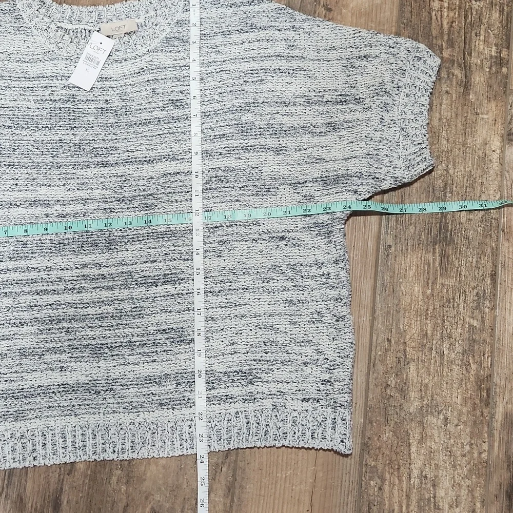 NWT  Loft outlet XL Short Sleeve Sweater Marled Gray - Picture 7 of 10